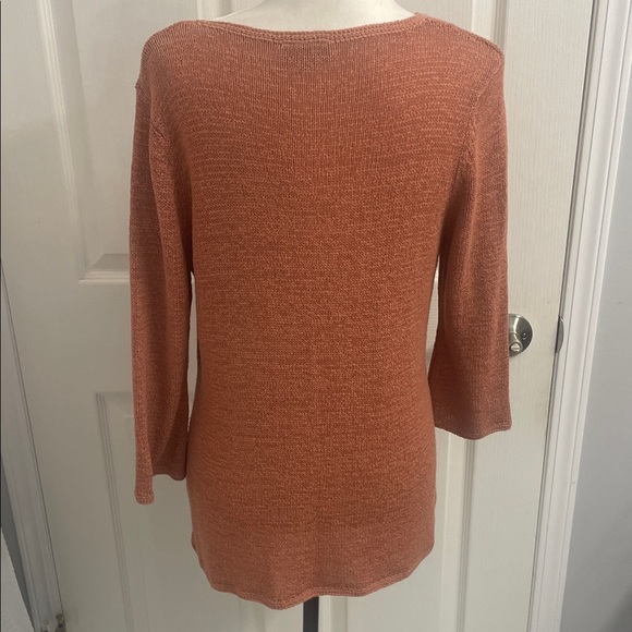 Jana V-Neck Sweater in Rust Orange 3/4 Sleeves V Neck With Beads Sz XL - Picture 6 of 13